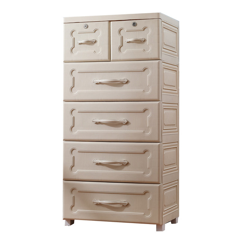 Contemporary Storage Cabinet with Legs Plastic Non-Hanging Armoire