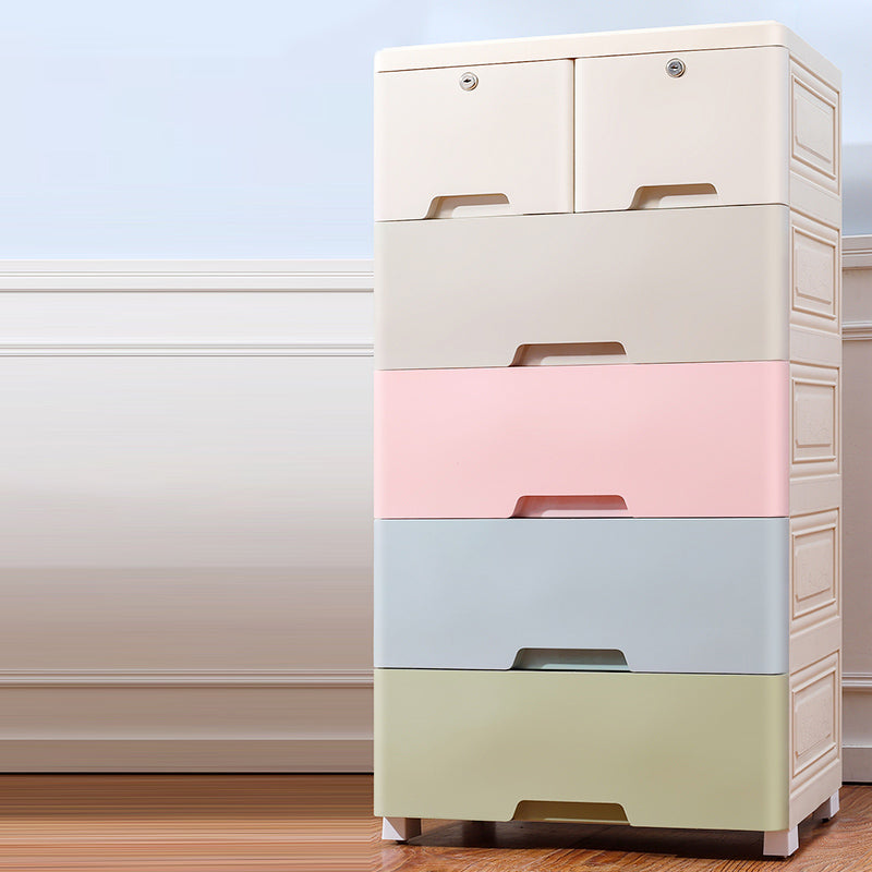 Contemporary Storage Cabinet with Legs Plastic Non-Hanging Armoire
