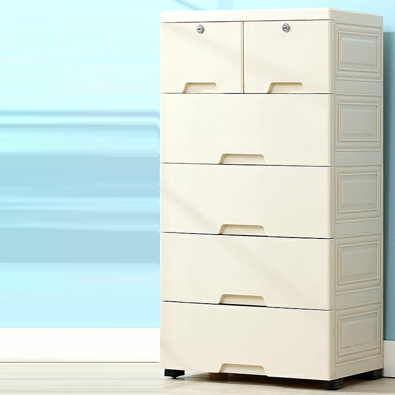 Contemporary Storage Cabinet with Legs Plastic Non-Hanging Armoire
