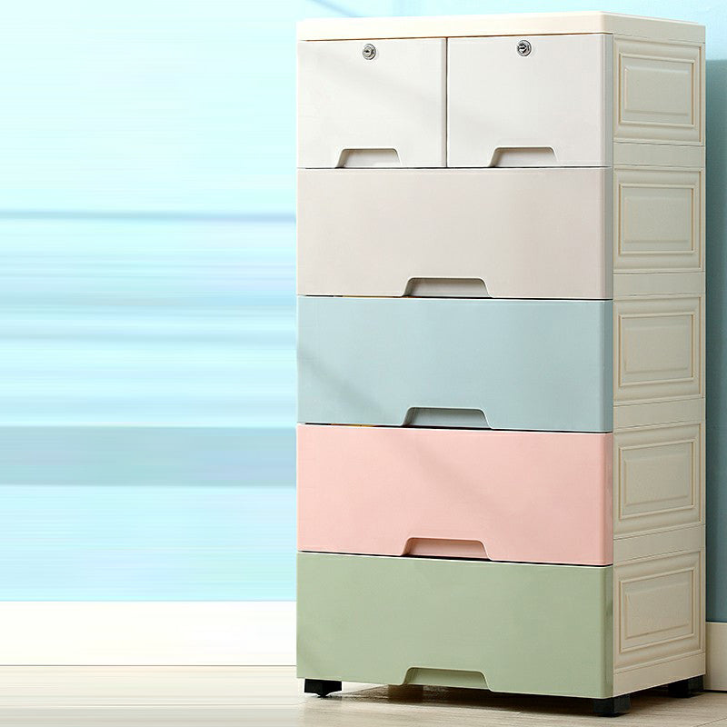 Contemporary Storage Cabinet with Legs Plastic Non-Hanging Armoire