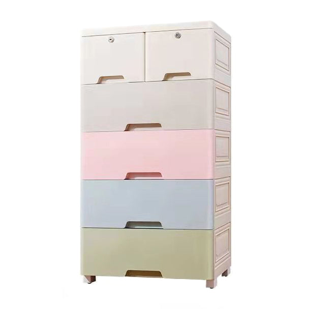 Contemporary Storage Cabinet with Legs Plastic Non-Hanging Armoire