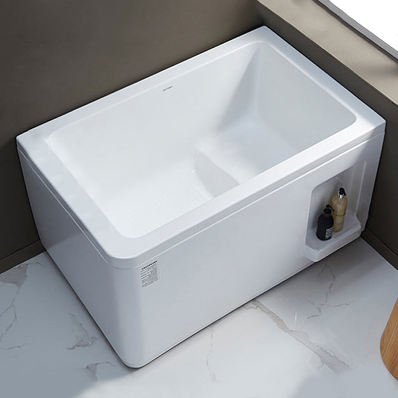 Small Tub Modern Soaking White Acrylic Bathroom Back to Wall Bathtub