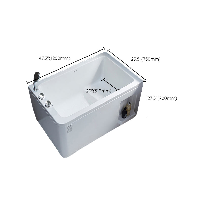 Small Tub Modern Soaking White Acrylic Bathroom Back to Wall Bathtub
