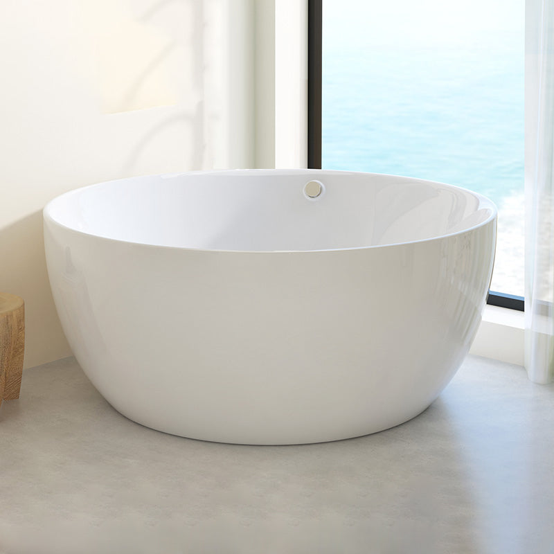 Modern Round Acrylic Bathtub Center Drain and Overflow Trim Tub