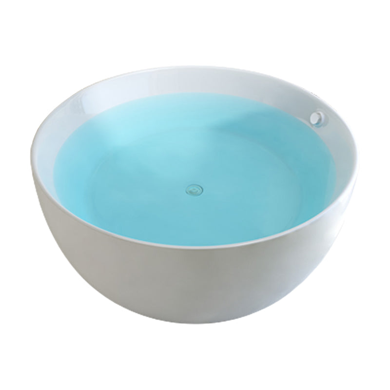 Modern Round Acrylic Bathtub Center Drain and Overflow Trim Tub