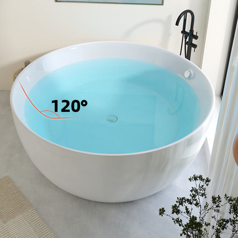Modern Round Acrylic Bathtub Center Drain and Overflow Trim Tub
