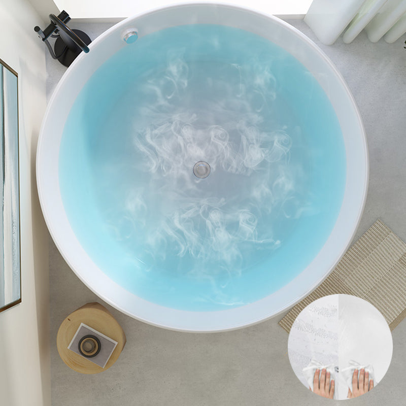 Modern Round Acrylic Bathtub Center Drain and Overflow Trim Tub