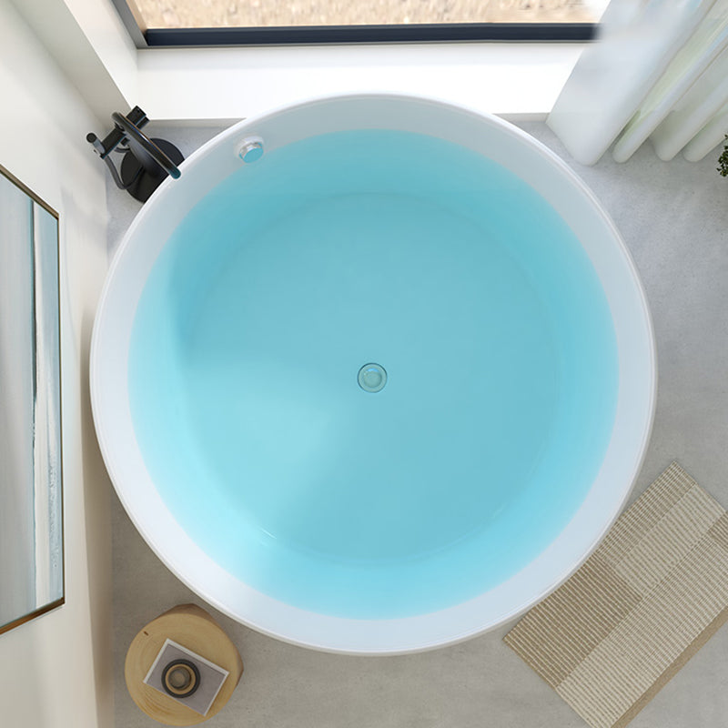 Modern Round Acrylic Bathtub Center Drain and Overflow Trim Tub