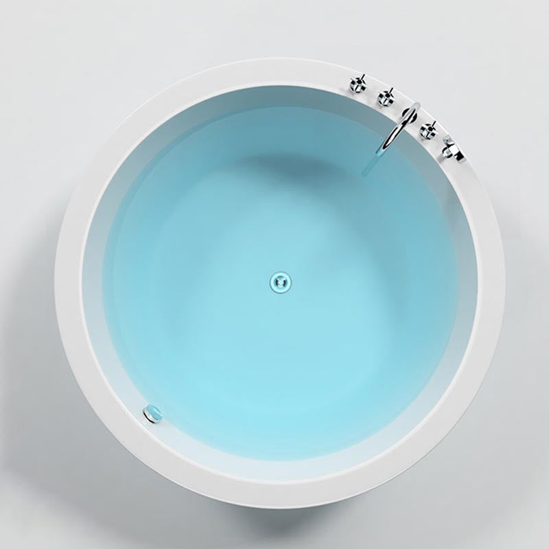 Modern Round Drop-in Bath Tub Acrylic Soaking Bathtub in White