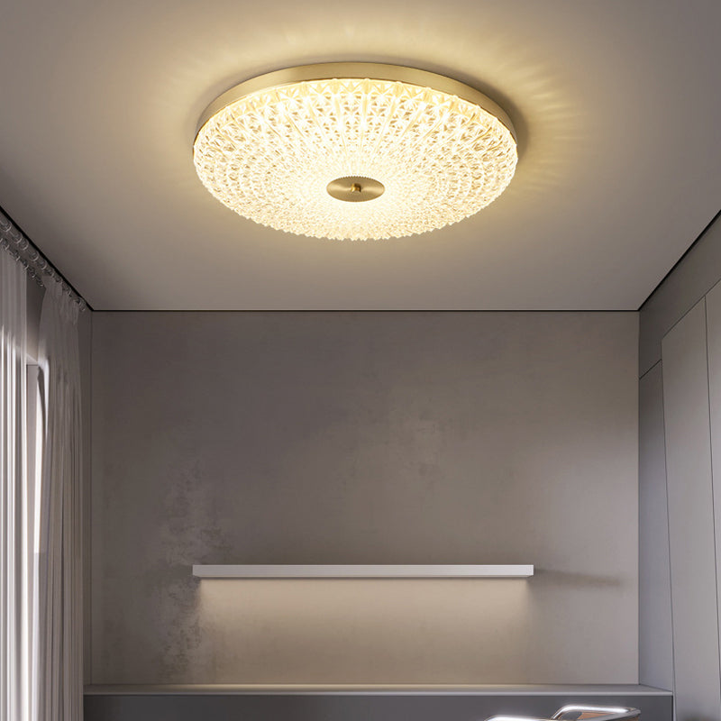 1-Light Drum Flush Mount Lighting Modern Acrylic Ceiling Lighting