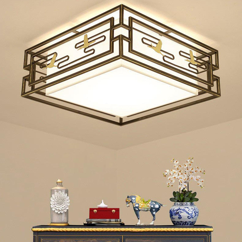 5-Lights Modern Style Flush Mount Fabric Ceiling Light in Brown for Bedroom