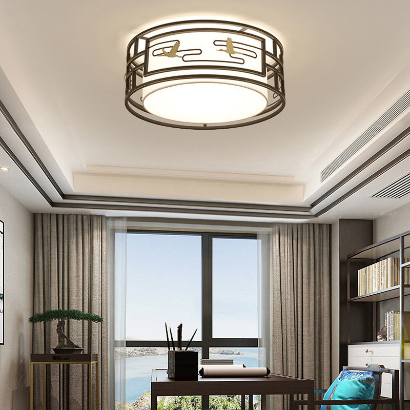 5-Lights Modern Style Flush Mount Fabric Ceiling Light in Brown for Bedroom