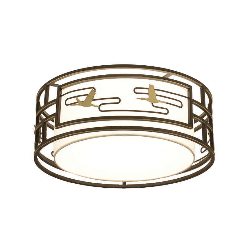 5-Lights Modern Style Flush Mount Fabric Ceiling Light in Brown for Bedroom