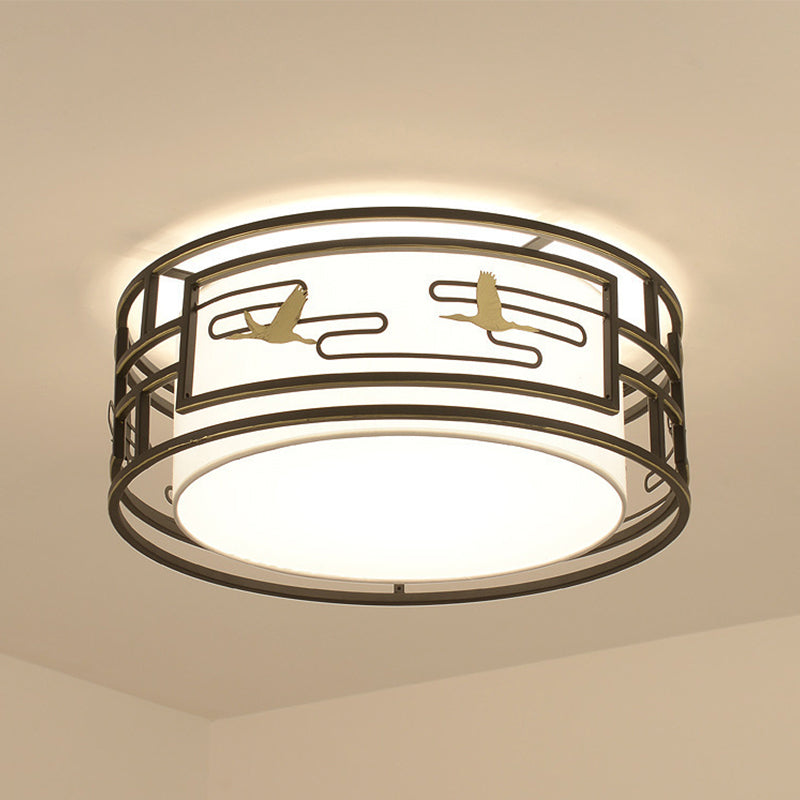 5-Lights Modern Style Flush Mount Fabric Ceiling Light in Brown for Bedroom