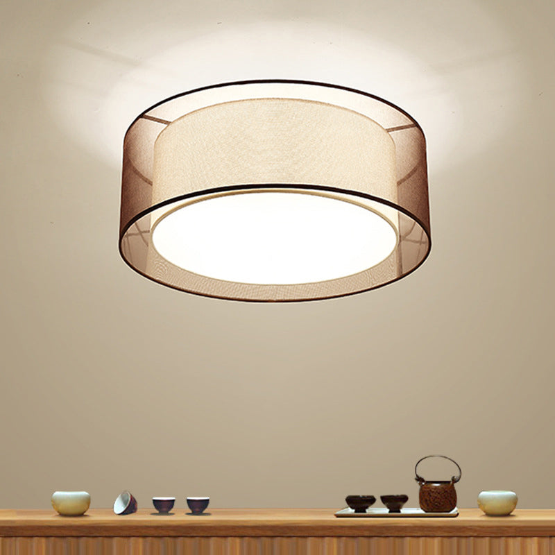 Minimalist Drum Flush Mount Lighting with Fabric 1 Light Flush Ceiling Lights