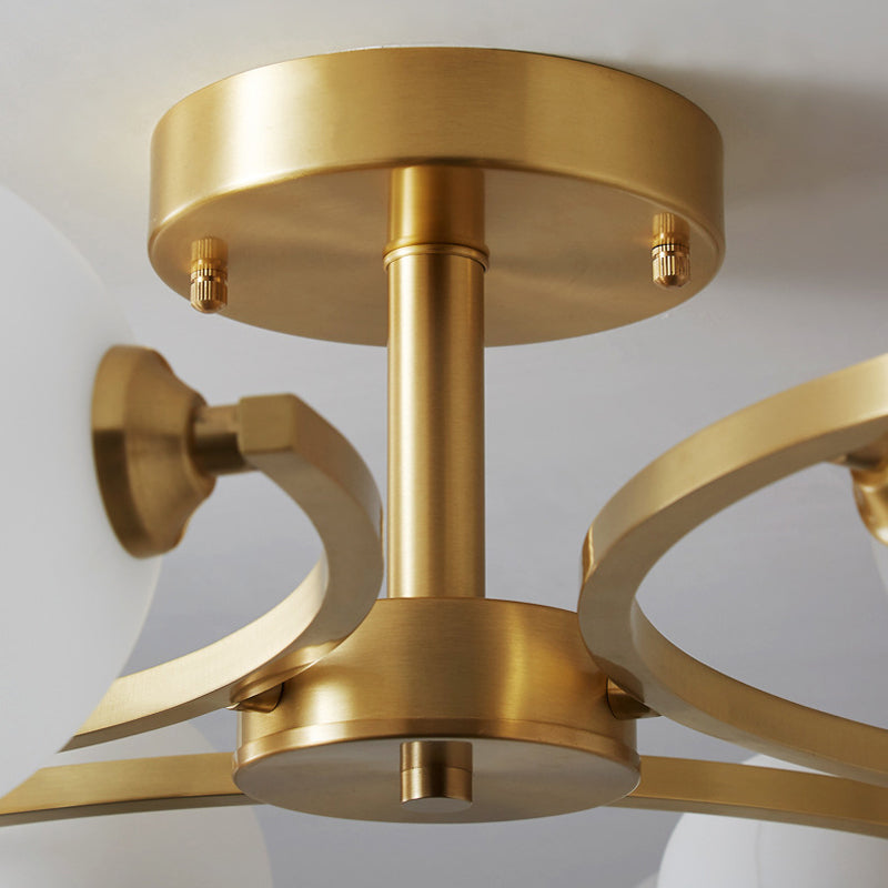 Modern Style Sputnik Flush Mount Metal Ceiling Light in Gold for Bedroom