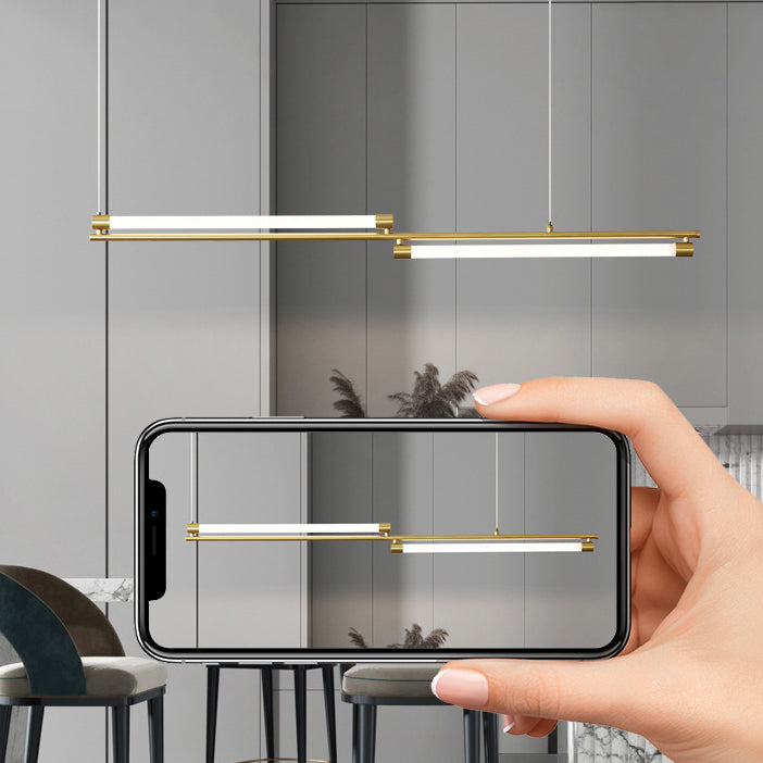 Brass LED Hanging Lamps Minimalism Island Light Fixture for Dining Room