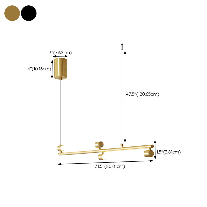 Brass LED Hanging Lamps Minimalism Island Light Fixture for Dining Room