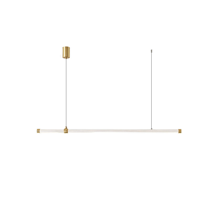 Linear LED Hanging Lamp Minimalism Island Light Fixture with Acrylic Shade for Dining Room