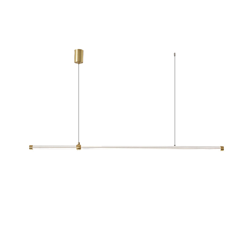 Linear LED Hanging Lamp Minimalism Island Light Fixture with Acrylic Shade for Dining Room