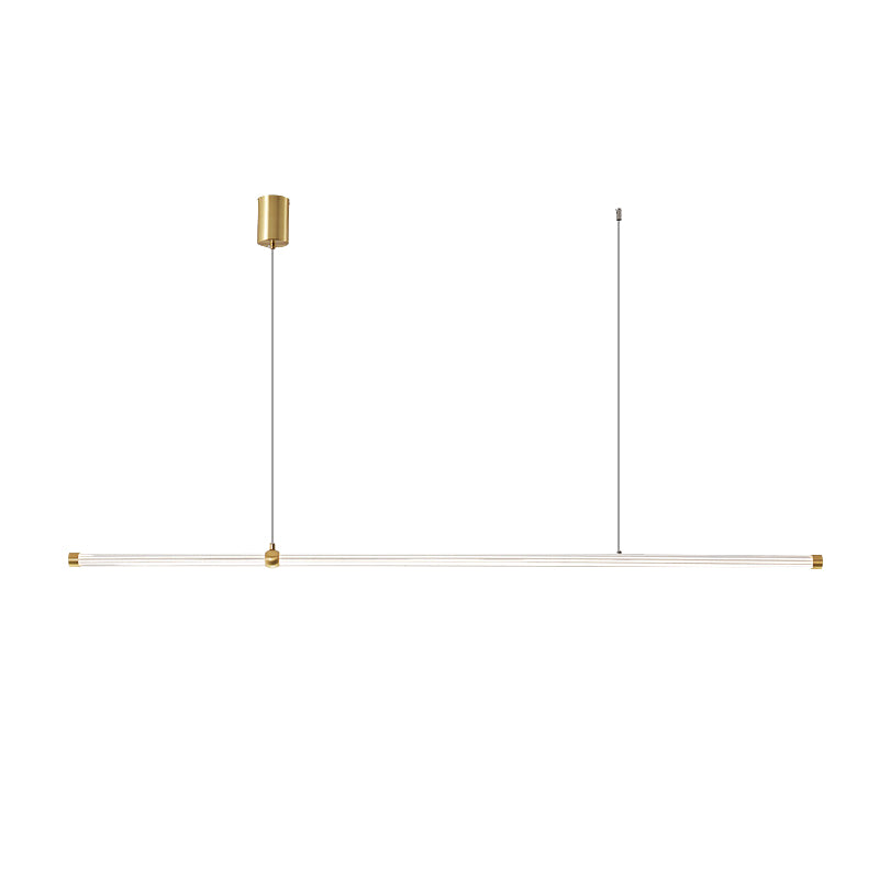 Linear LED Hanging Lamp Minimalism Island Light Fixture with Acrylic Shade for Dining Room