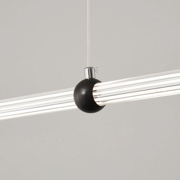 Linear LED Hanging Lamp Minimalism Island Light Fixture with Acrylic Shade for Dining Room