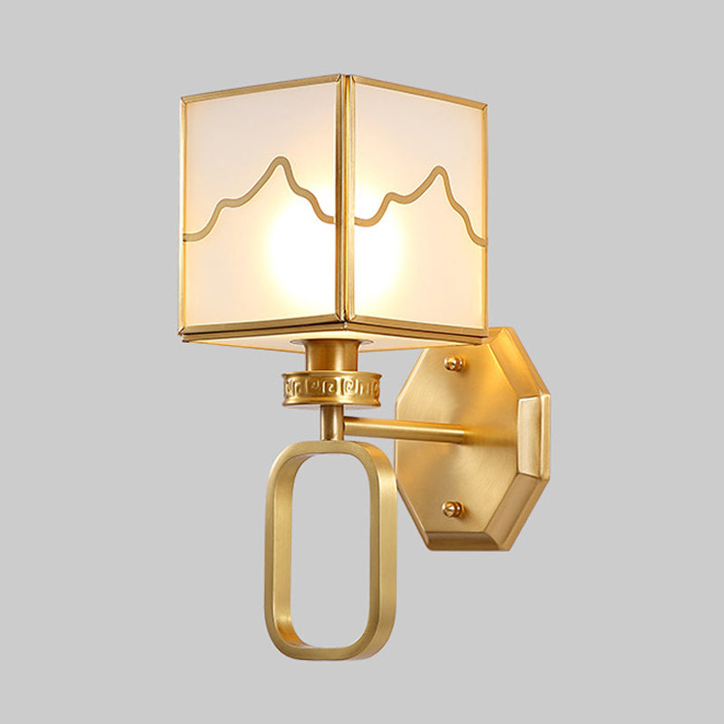 1 Light Square Wall Mounted Light Fixture Modern Wall Mounted Lighting in Gold Finish