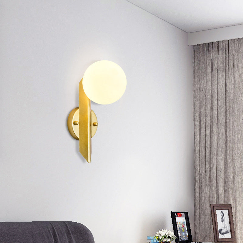 Modernist Wall Sconce Globe Glass Sconce Lighting in White for Bedroom