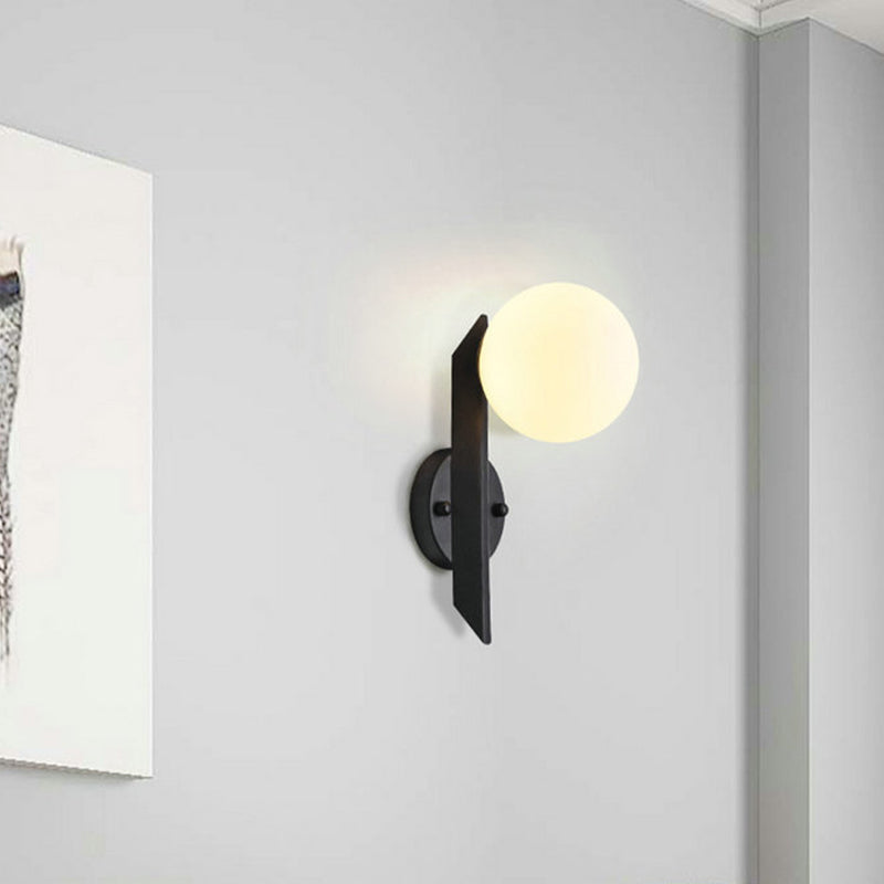 Modernist Wall Sconce Globe Glass Sconce Lighting in White for Bedroom