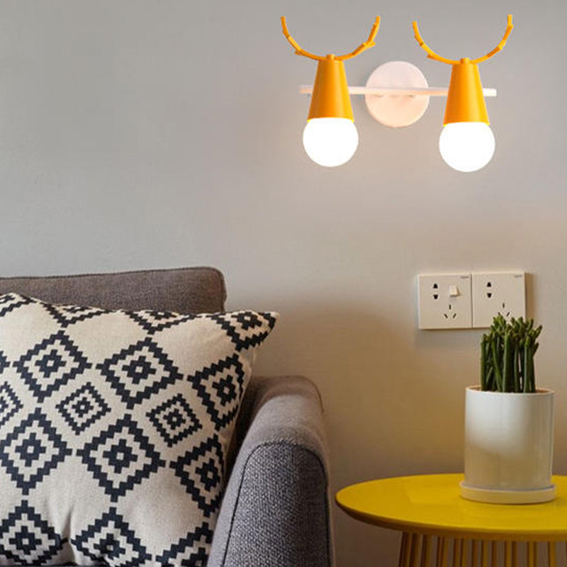 Nordic Style Iron Wall Light Colorful Antler Shape Wall Lamp for Bedroom