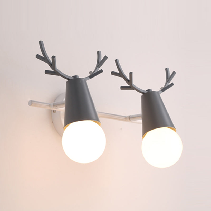 Nordic Style Iron Wall Light Colorful Antler Shape Wall Lamp for Bedroom