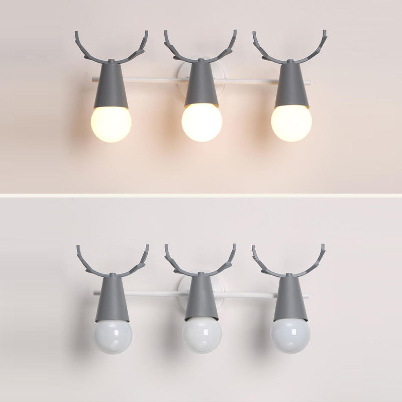 Nordic Style Iron Wall Light Colorful Antler Shape Wall Lamp for Bedroom