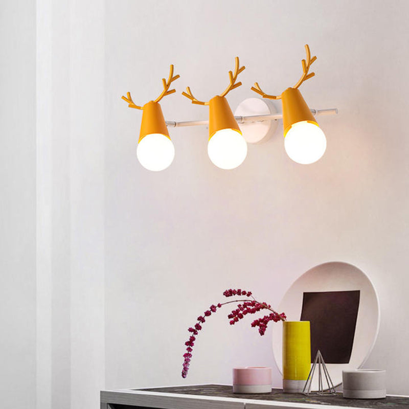 Nordic Style Iron Wall Light Colorful Antler Shape Wall Lamp for Bedroom