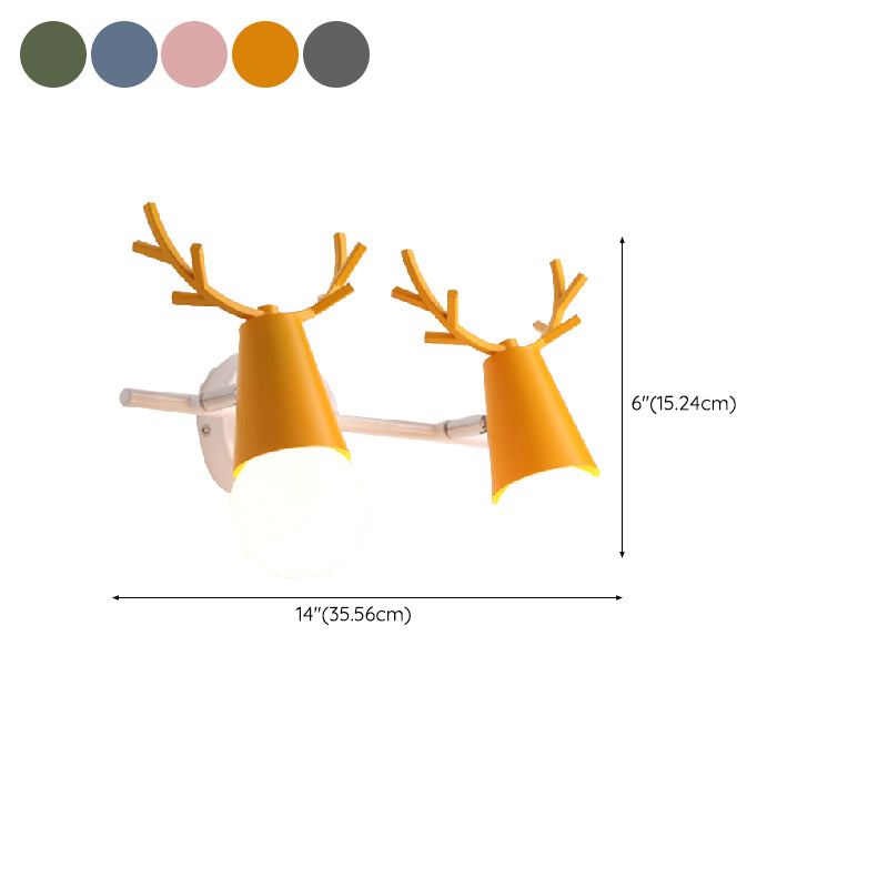 Nordic Style Iron Wall Light Colorful Antler Shape Wall Lamp for Bedroom