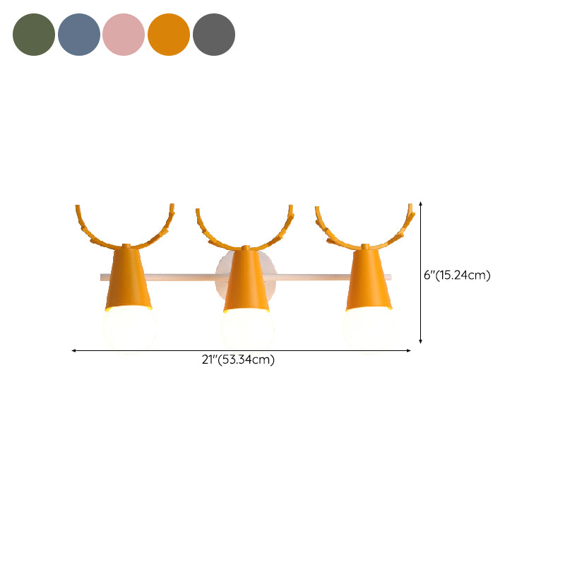 Nordic Style Iron Wall Light Colorful Antler Shape Wall Lamp for Bedroom
