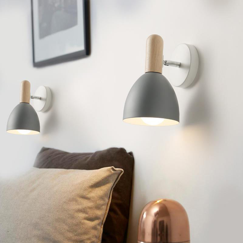 Nordic Style Metal Wall Light Bell Shape Adjustable Wall Lamp for Bedroom