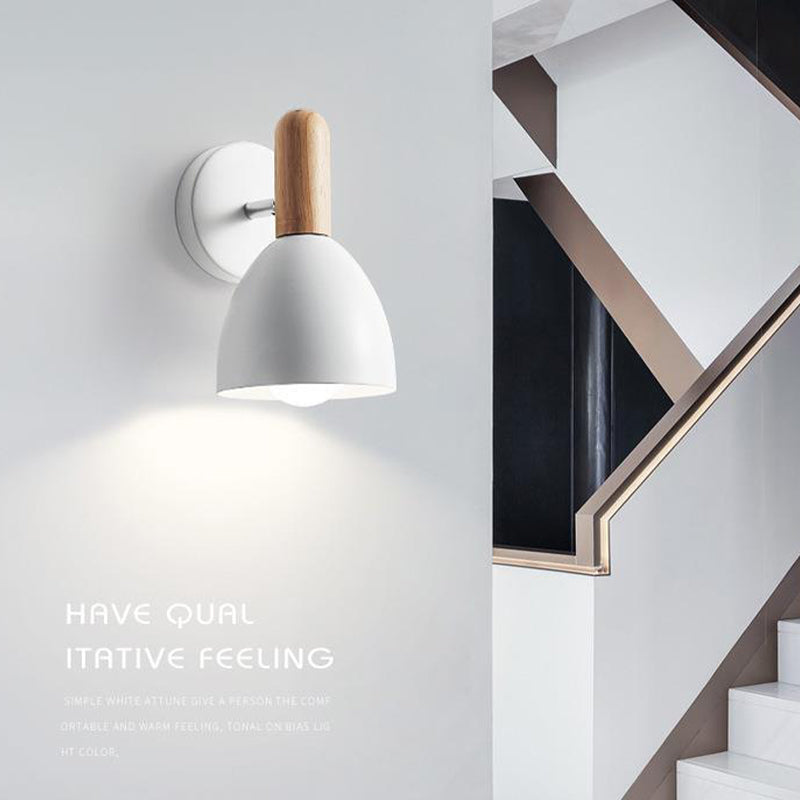 Nordic Style Metal Wall Light Bell Shape Adjustable Wall Lamp for Bedroom
