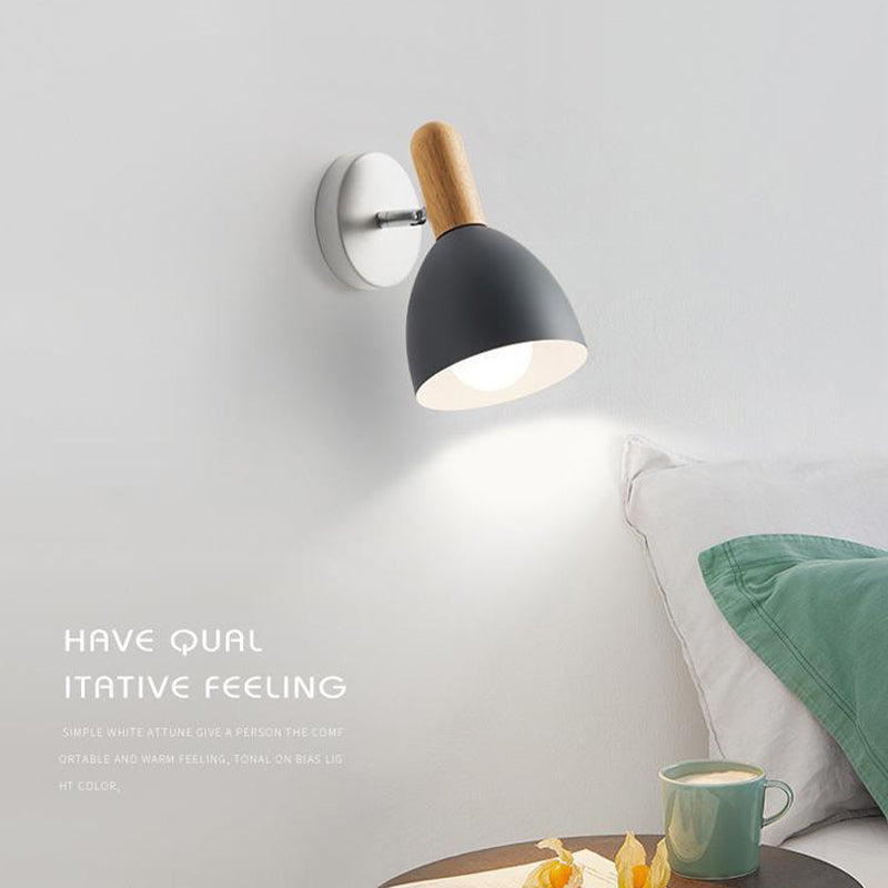 Nordic Style Metal Wall Light Bell Shape Adjustable Wall Lamp for Bedroom