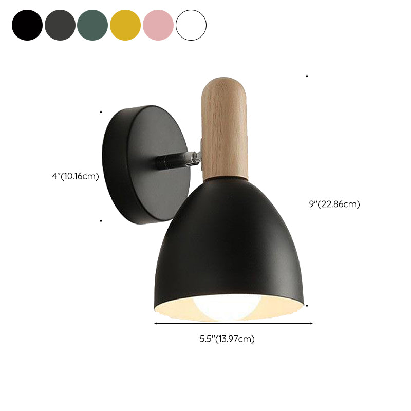 Nordic Style Metal Wall Light Bell Shape Adjustable Wall Lamp for Bedroom