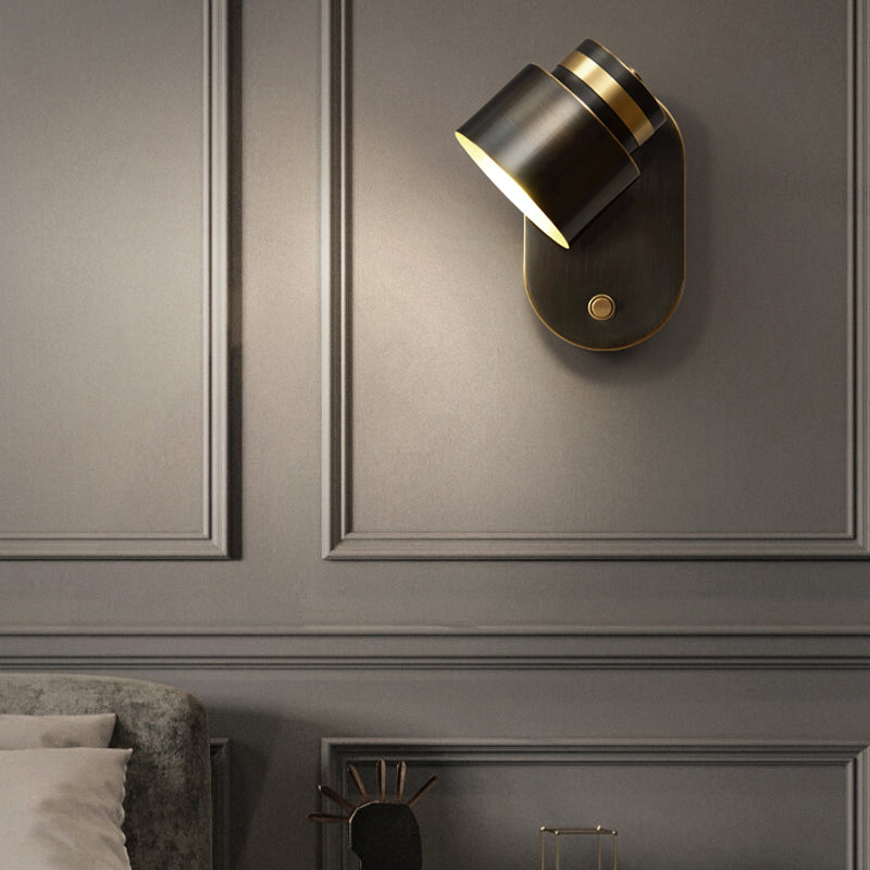 Modern Simple Copper Wall Light Cylinder Shape Rotatable Wall Lamp for Living Room