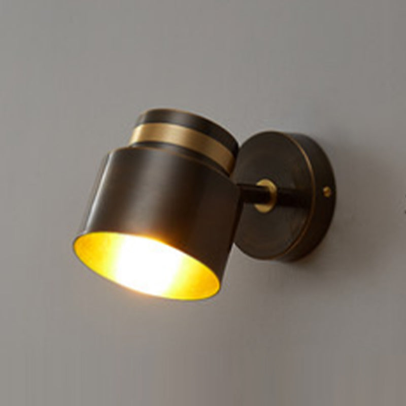 Modern Simple Copper Wall Light Cylinder Shape Rotatable Wall Lamp for Living Room