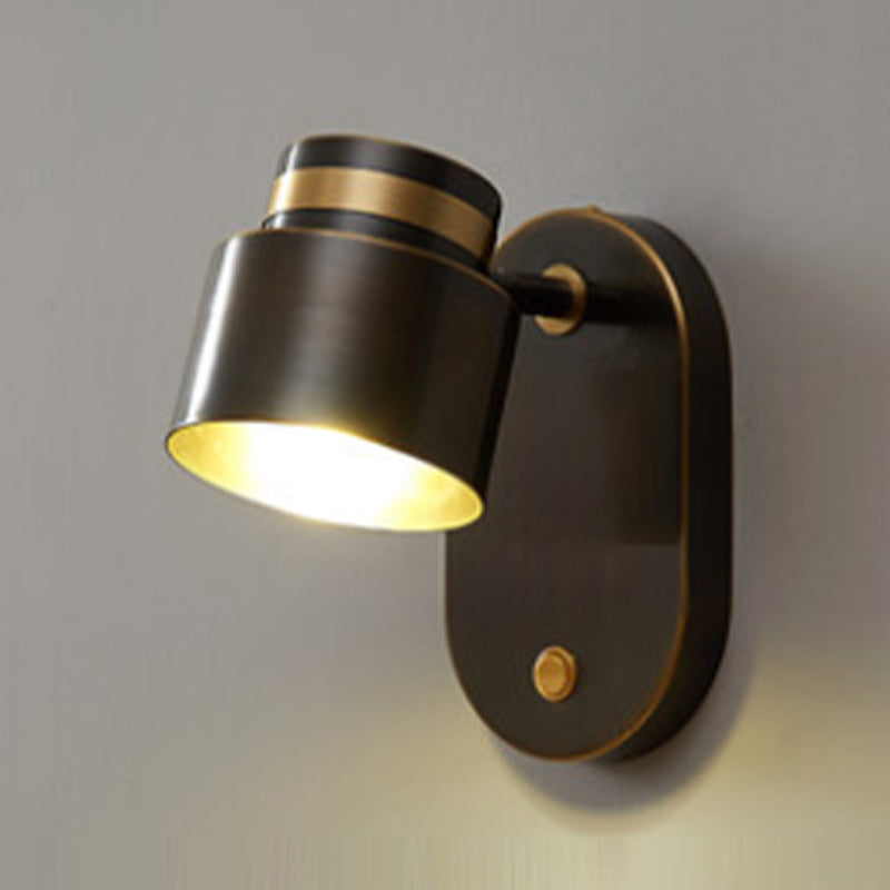 Modern Simple Copper Wall Light Cylinder Shape Rotatable Wall Lamp for Living Room