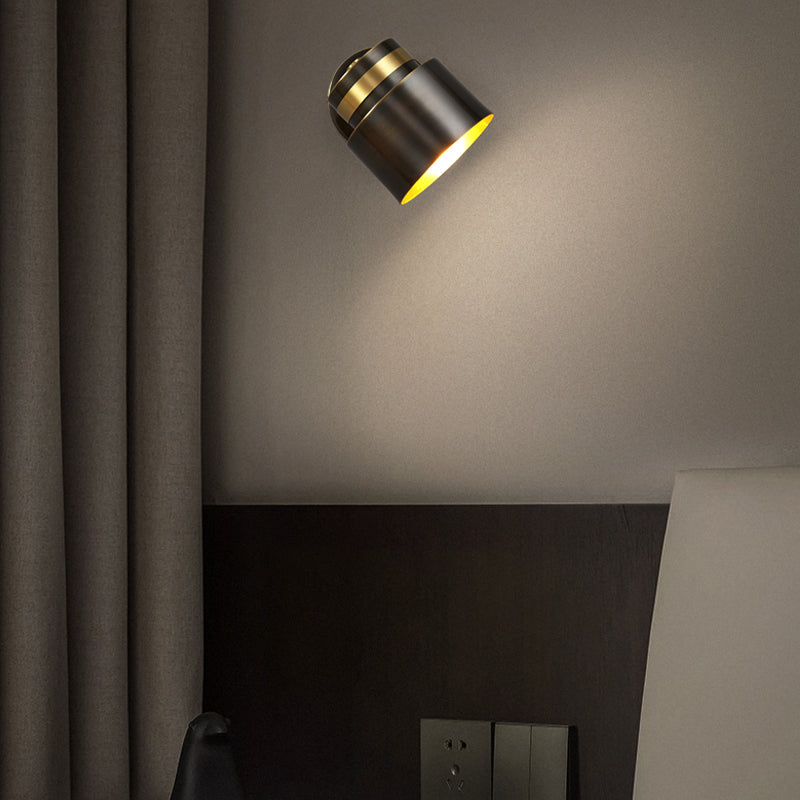 Modern Simple Copper Wall Light Cylinder Shape Rotatable Wall Lamp for Living Room