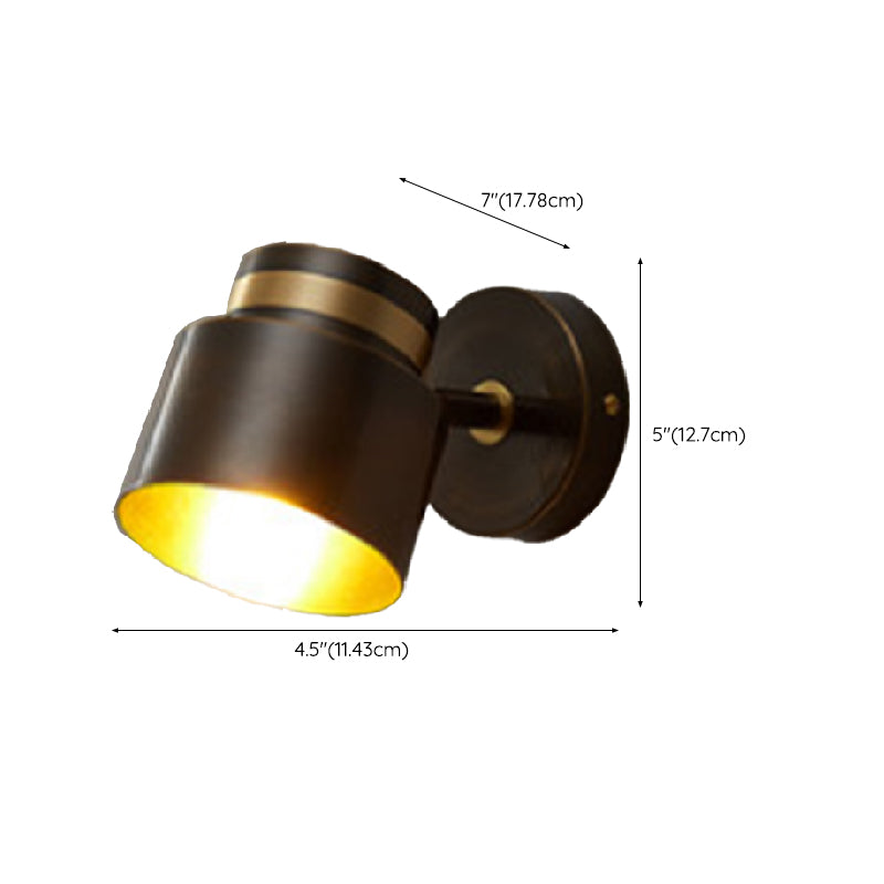 Modern Simple Copper Wall Light Cylinder Shape Rotatable Wall Lamp for Living Room