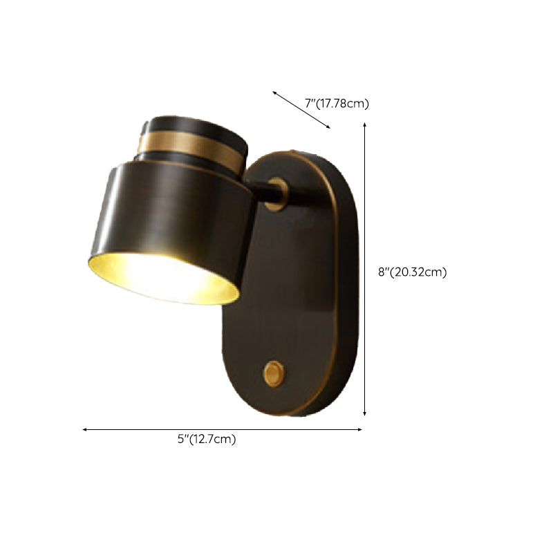 Modern Simple Copper Wall Light Cylinder Shape Rotatable Wall Lamp for Living Room