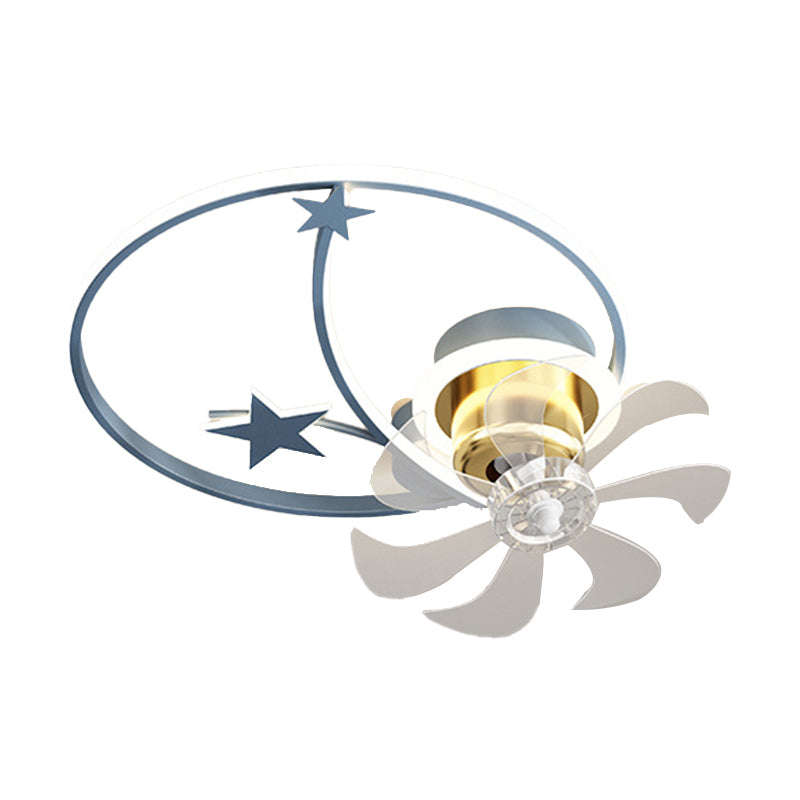 7-Blade Star Ceiling Fan Modernism Polish Finish LED Fan with Light for Foyer