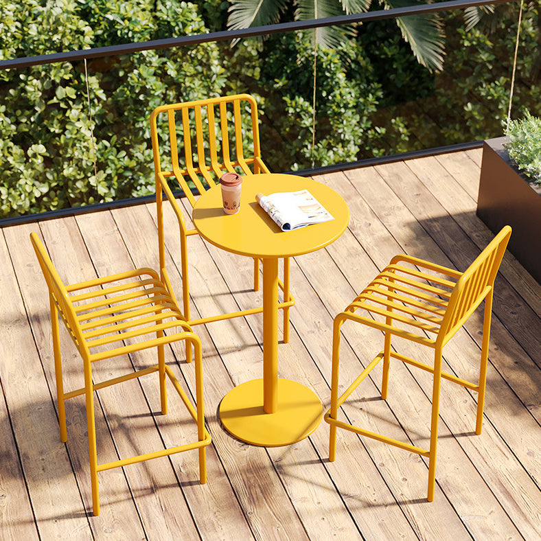 Modern Metal Round Dining Table Set 1/3/4 Pieces Counter Table Set for Outside