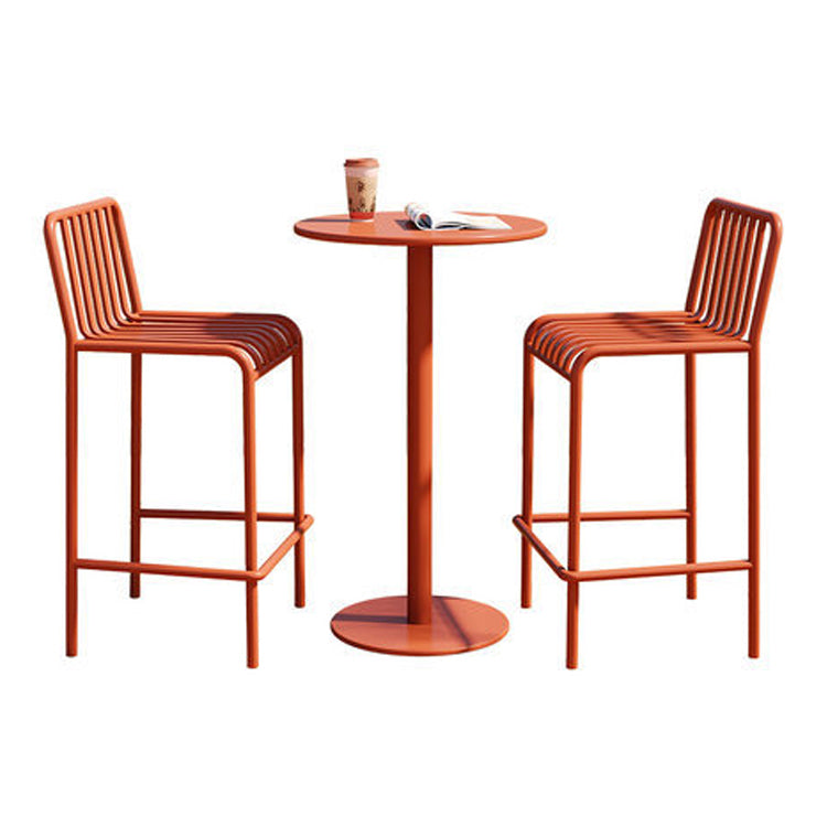 Modern Metal Round Dining Table Set 1/3/4 Pieces Counter Table Set for Outside