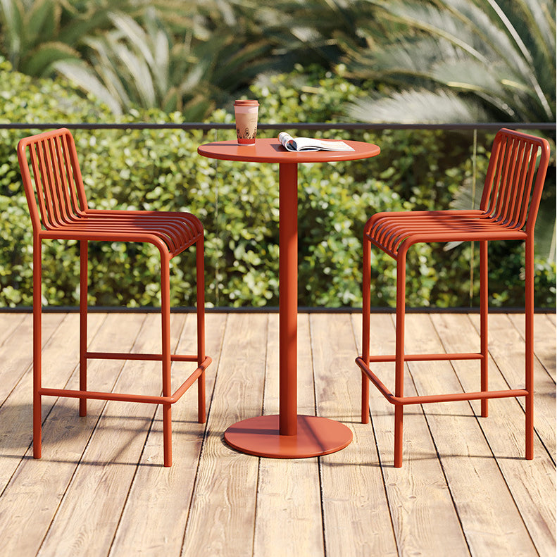 Modern Metal Round Dining Table Set 1/3/4 Pieces Counter Table Set for Outside