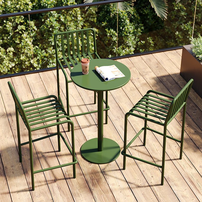 Modern Metal Round Dining Table Set 1/3/4 Pieces Counter Table Set for Outside
